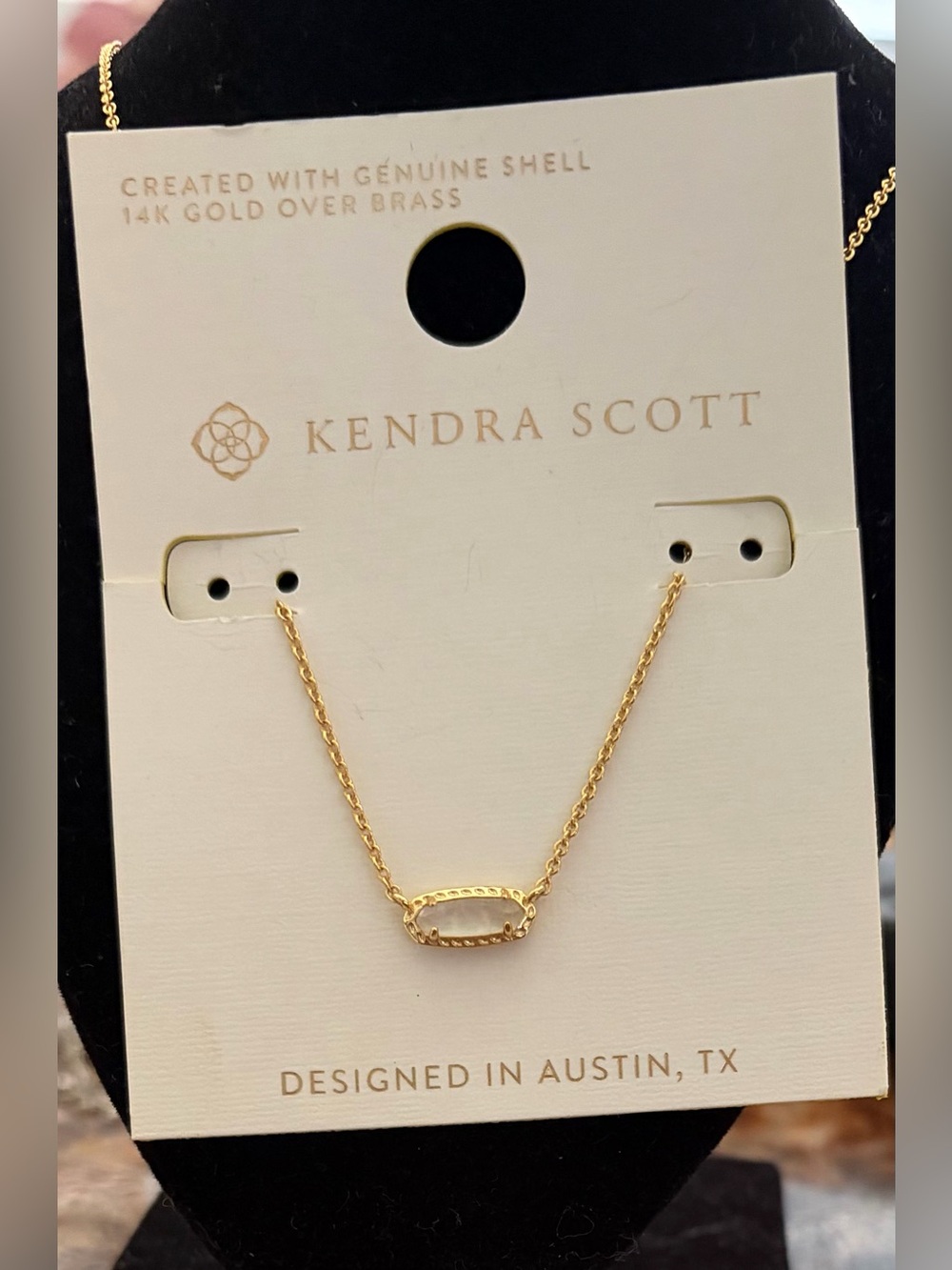 NEW Kendra Scott Gold Bezel Mother of Pearl Mini Pendant Necklace